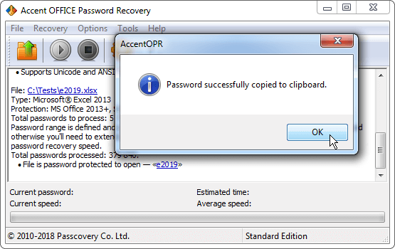 AccentOPR отображает взломанные Office пароли