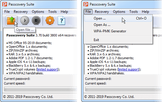 Как открыть запароленный файл в Passcovery Suite
